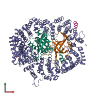 PDB entry 6x2y coloured by chain, front view.