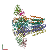 PDB entry 6x3t coloured by chain, front view.