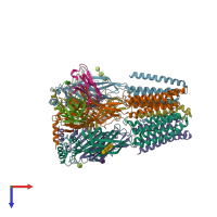 PDB entry 6x3t coloured by chain, top view.