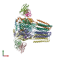 PDB entry 6x3u coloured by chain, front view.