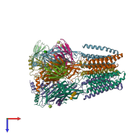 PDB entry 6x3u coloured by chain, top view.