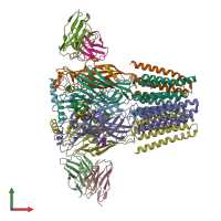 PDB entry 6x3v coloured by chain, front view.
