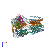 PDB entry 6x3v coloured by chain, top view.