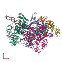 PDB entry 6x43 coloured by chain, front view.