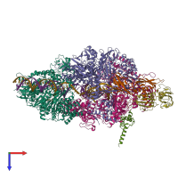 PDB entry 6x43 coloured by chain, top view.