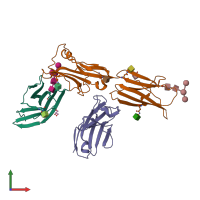 PDB entry 6x4g coloured by chain, front view.