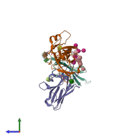 PDB entry 6x4g coloured by chain, side view.