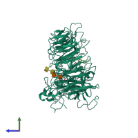 PDB entry 6x4h coloured by chain, side view.