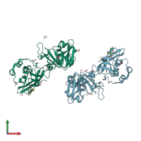 PDB entry 6x4i coloured by chain, front view.