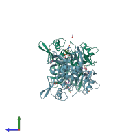 PDB entry 6x4i coloured by chain, side view.