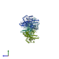 PDB entry 6x5h coloured by chain, side view.