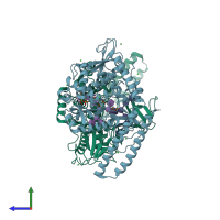 PDB entry 6x5s coloured by chain, side view.
