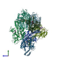 PDB entry 6x5u coloured by chain, side view.