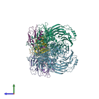 PDB entry 6x6a coloured by chain, side view.