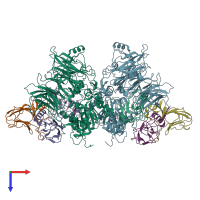 PDB entry 6x6a coloured by chain, top view.