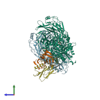 PDB entry 6x6c coloured by chain, side view.