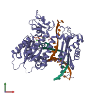 PDB entry 6x6z coloured by chain, front view.