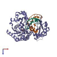 PDB entry 6x71 coloured by chain, top view.