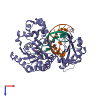 PDB entry 6x72 coloured by chain, top view.