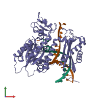 PDB entry 6x73 coloured by chain, front view.