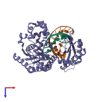 PDB entry 6x73 coloured by chain, top view.