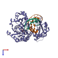PDB entry 6x76 coloured by chain, top view.