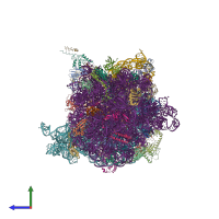 PDB entry 6x7f coloured by chain, side view.