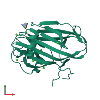 PDB entry 6x7j coloured by chain, front view.