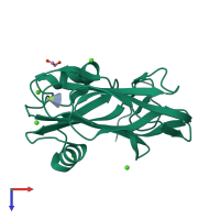 PDB entry 6x7j coloured by chain, top view.