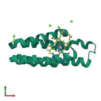 PDB entry 6x8x coloured by chain, front view.