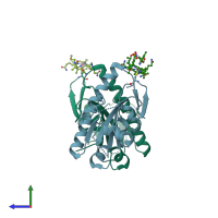 PDB entry 6x8z coloured by chain, side view.