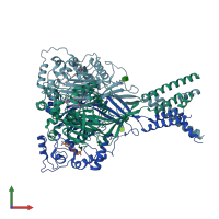 PDB entry 6x9h coloured by chain, front view.