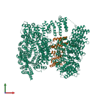 PDB entry 6x9o coloured by chain, front view.