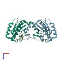 PDB entry 6xaf coloured by chain, top view.