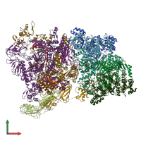 PDB entry 6xas coloured by chain, front view.