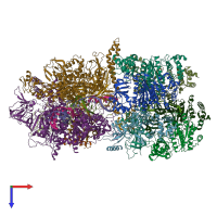 PDB entry 6xas coloured by chain, top view.