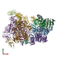 PDB entry 6xav coloured by chain, front view.