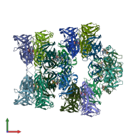 PDB entry 6xb3 coloured by chain, front view.