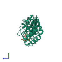 PDB entry 6xbh coloured by chain, side view.