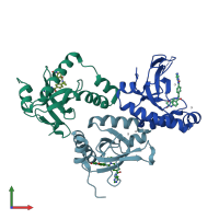 PDB entry 6xcg coloured by chain, front view.
