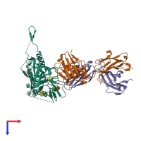 PDB entry 6xcj coloured by chain, top view.