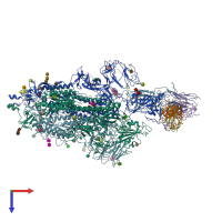 PDB entry 6xcm coloured by chain, top view.