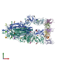 PDB entry 6xcn coloured by chain, front view.