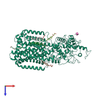 PDB entry 6xe6 coloured by chain, top view.