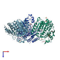 PDB entry 6xeb coloured by chain, top view.