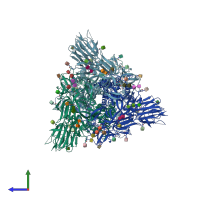 PDB entry 6xf5 coloured by chain, side view.