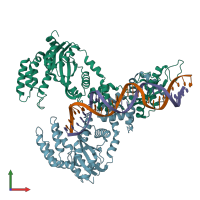 PDB entry 6xg8 coloured by chain, front view.