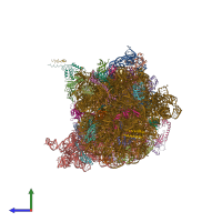 PDB entry 6xgf coloured by chain, side view.