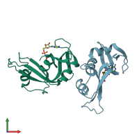 PDB entry 6xhc coloured by chain, front view.