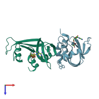 PDB entry 6xhc coloured by chain, top view.
